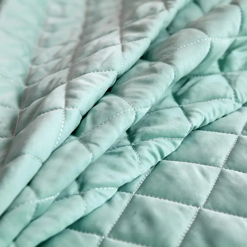 Зеленое кружевное утолщенное стеганое постельное белье с вышивкой покрывало для