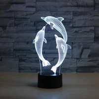 creative night lamp remote control sleep lantern 3w 3d dolphin bulb usb led colorful bedside lamps kids decor table lights