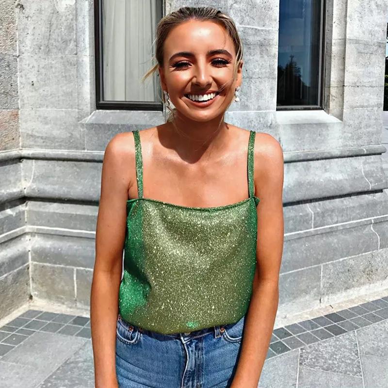 Блестящие женские топы без рукавов с вырезом лодочкой Сексуальные клубные