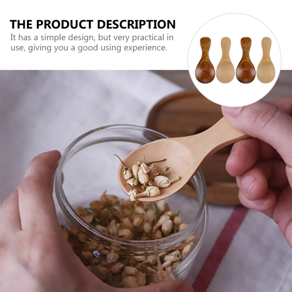 

4pcs Wood Spoons Jam Spoon Seasoning Spoons Wooden Scoops for Daily Use