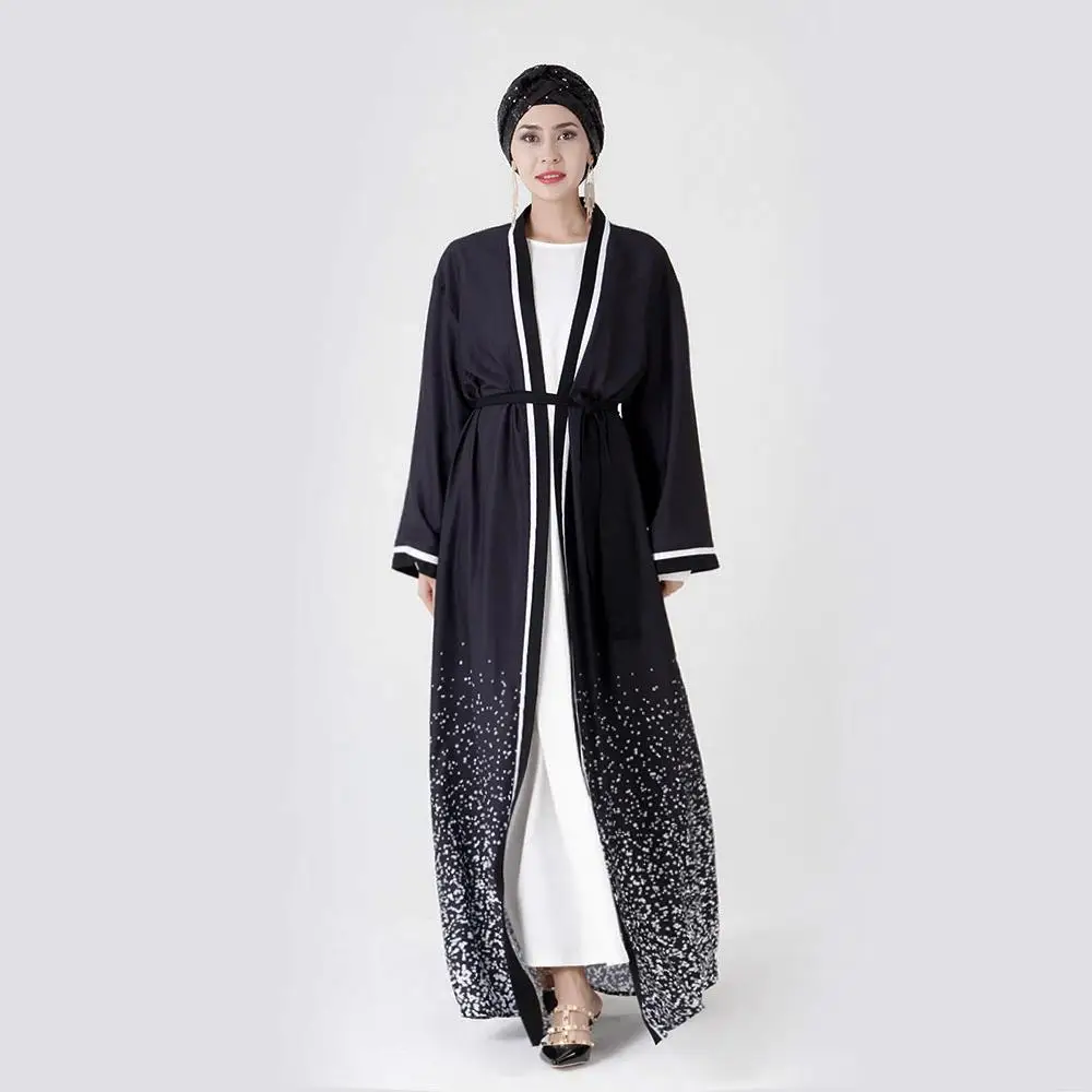 Модная абайя Макси платье мусульманский женский Дубайский кардиган открытый