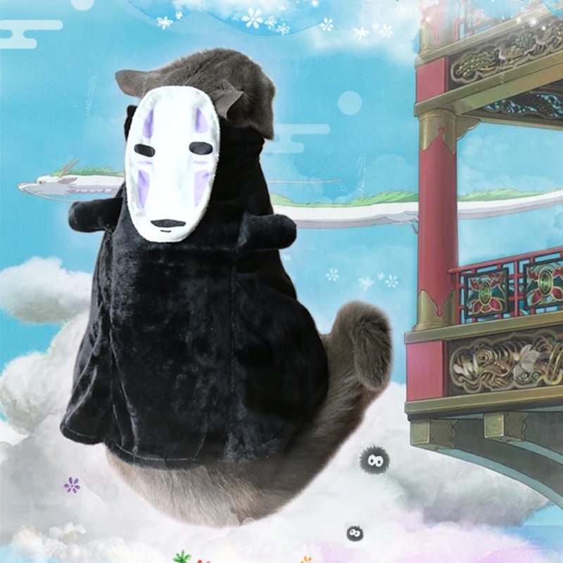 

Pet Dog Cat Spirited Away No Face Man Cloak Cape Cosplay Costumes