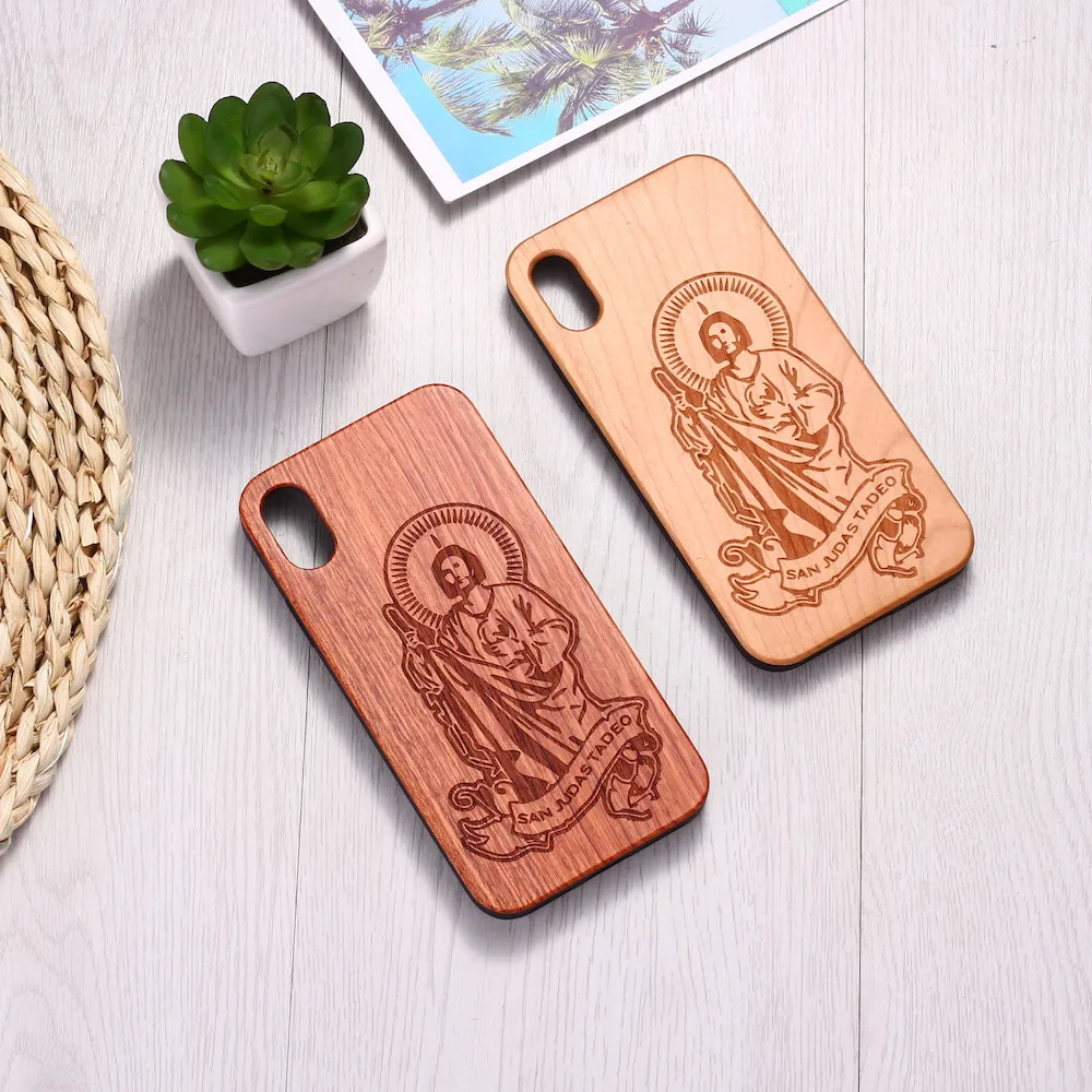 San Judas Tadeo гравированный чехол для телефона из натурального дерева iPhone12 6 6S 6Plus 7 7Plus