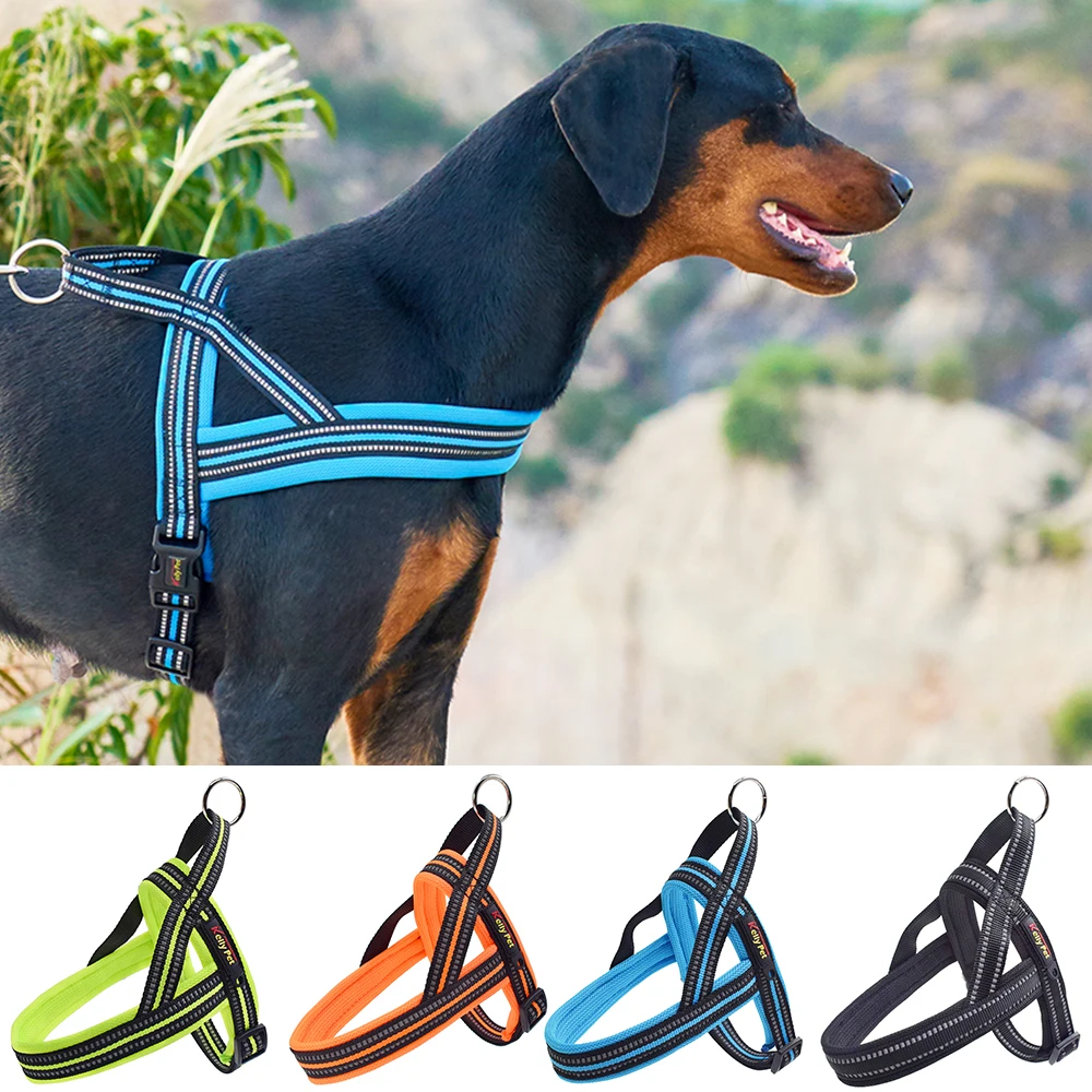 Nylon Heavy Dog Pet Harness Collar Adjustable Reflective Security Big Large Medium Small Harnesses Vest Dogs Supplies | Дом и сад