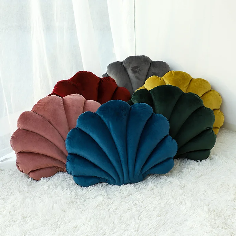 

Home Textiles Light Luxury Bedroom Scallop Shape Cushion Solid Color Shell Throw Pillow Sofa Cushion