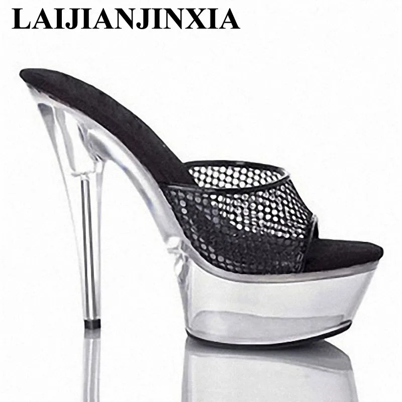 New Women Sexy 17cm Thin High-Heels Platform Shoes Nightclub Party Queen Pole Dancing Shoes Slippers Lady Dance Shoes