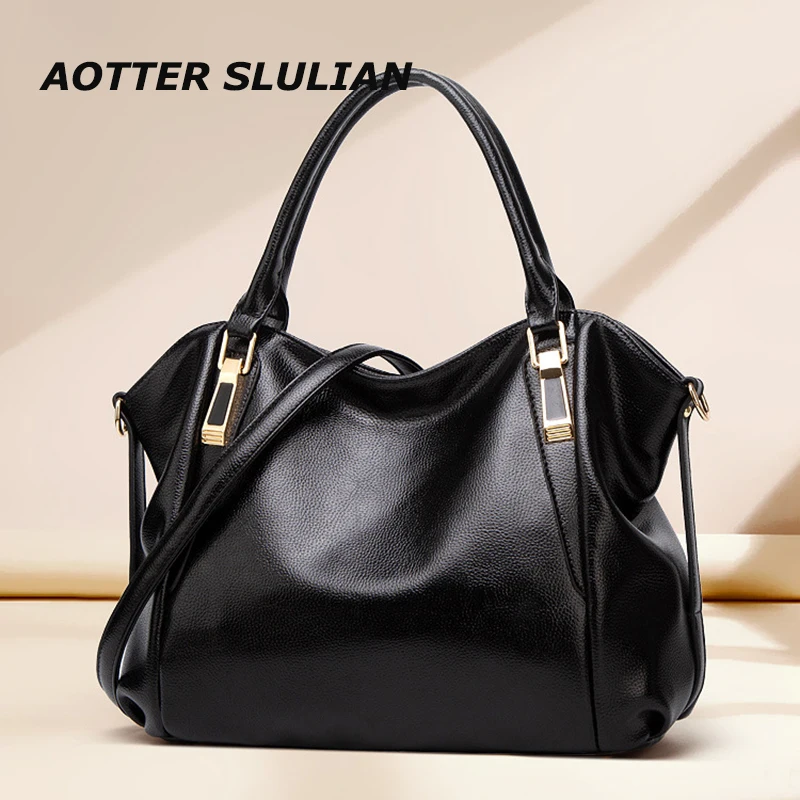 

Women Messenger Bags Oil Leather Handbags Crossbody Pack Ladies Brand Designer Shoulder Bags Tote Top-handle Pack Mujer Mochila