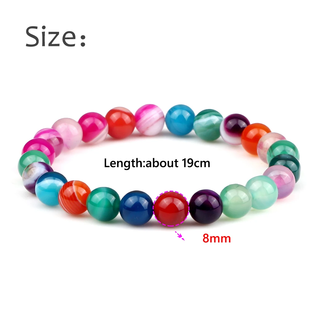 

Fashion 8MM Striped Agate Beads Bracelets Couple Natural Stone Elastic Bracelet Women Handmade Bangles Jewelry Gift for Friend