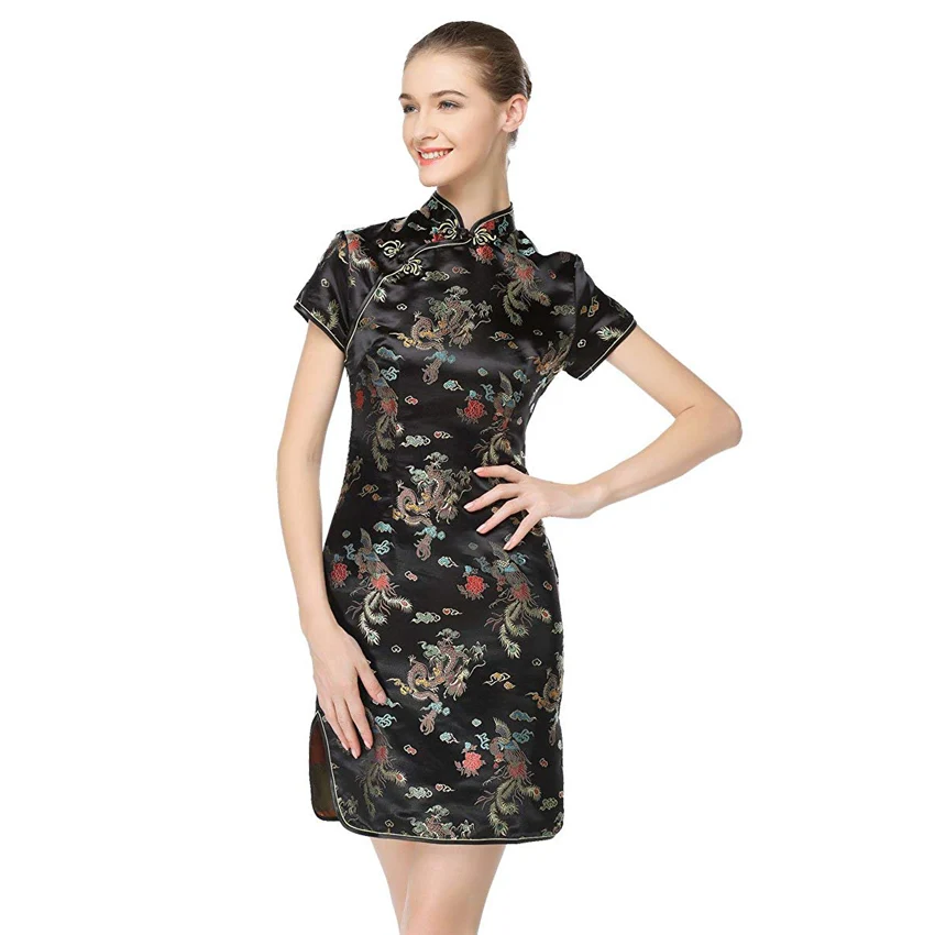 Женское длинное китайское вечернее платье для выпускного вечера Cheongsam с вышивкой