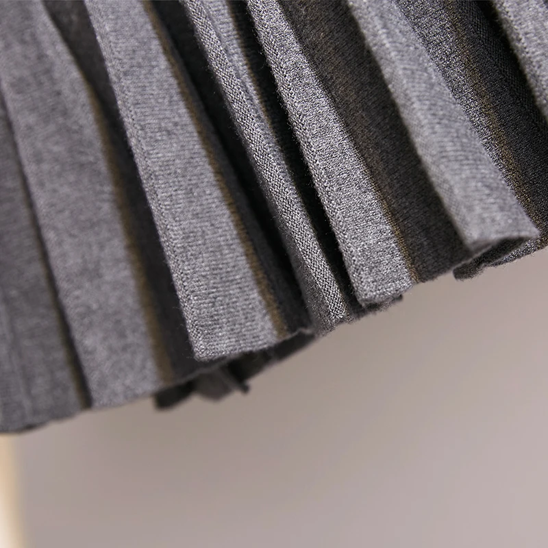 Трикотажные плиссированные мини юбки женские 2019 Осень Зима повседневные