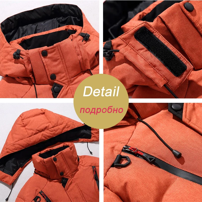 Thicken Duck Down Jacket Men Winter Warm Hooded Coats Outwear Parkas Casaco Masculino Brand Clothing Overcoat Many Pockets | Мужская