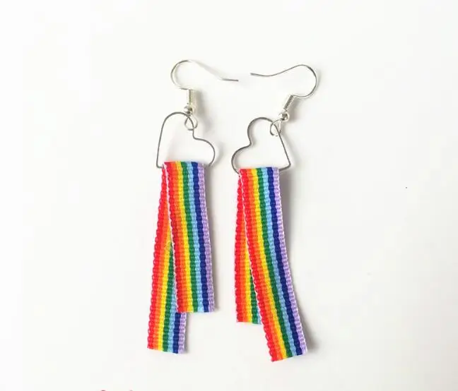 Женские Висячие серьги в Корейском стиле с разноцветной радужной лентой звездой