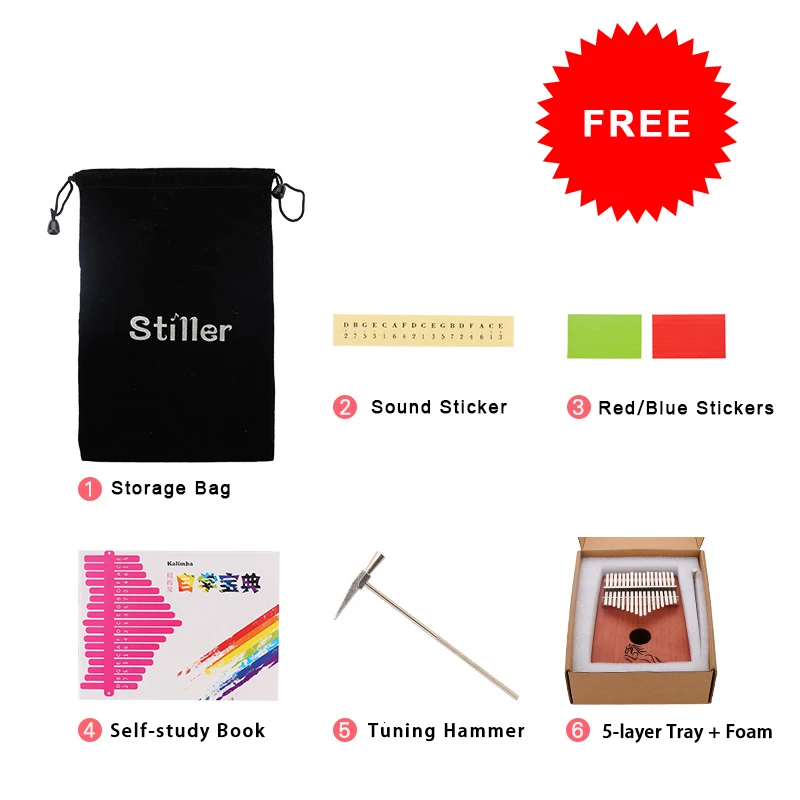 Пианино из красного дерева 17 клавиш калимба африканская твердая сосна