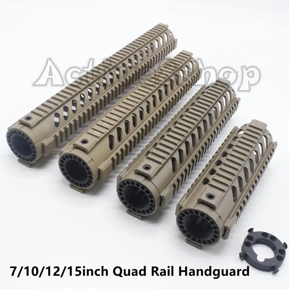 Tan 7/10/12/15 ''свободный поплавок Handguard Keymod с наклонным отверстием Quad Rail Mount AR .223/5.56