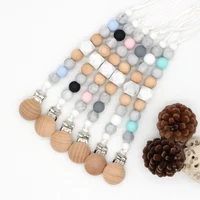 baby pacifier clip chain wooden holder soother pacifier clips leash strap nipple holder for infant baby nipple bottle clip chain