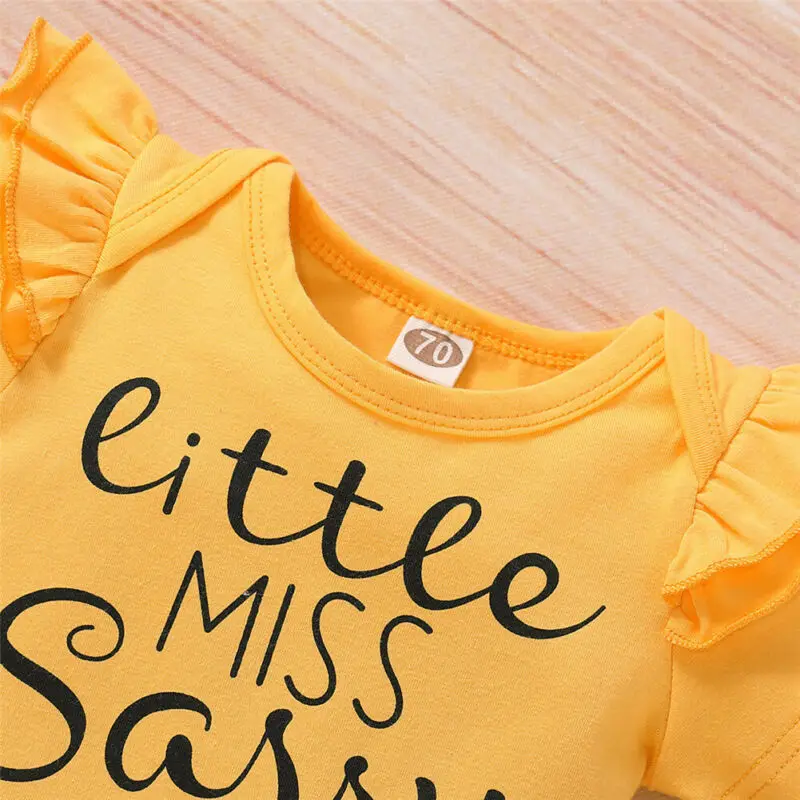 

AU 3Pcs Newborn Baby Girl Clothes Short Sleeve Romper Pants Sassy Cotton Outfit
