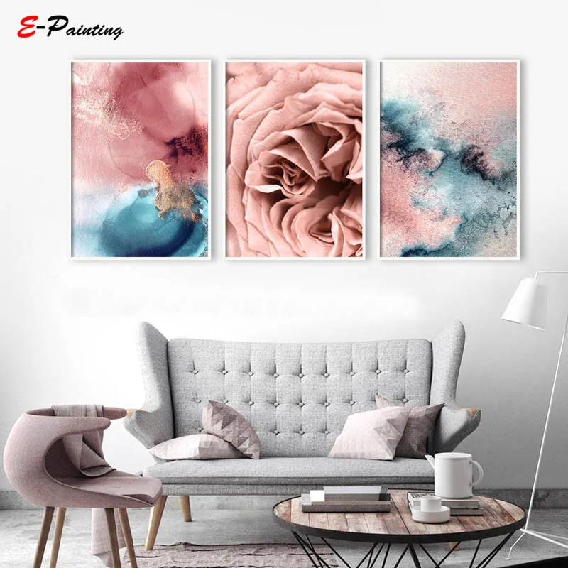 Современная Настенная картина постер с розовыми цветами розы женское украшение