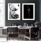 Кофе Вино Хлеб Кухонный плакат черный белый напиток еда холст печать настенная живопись картина столовая Ресторан украшение