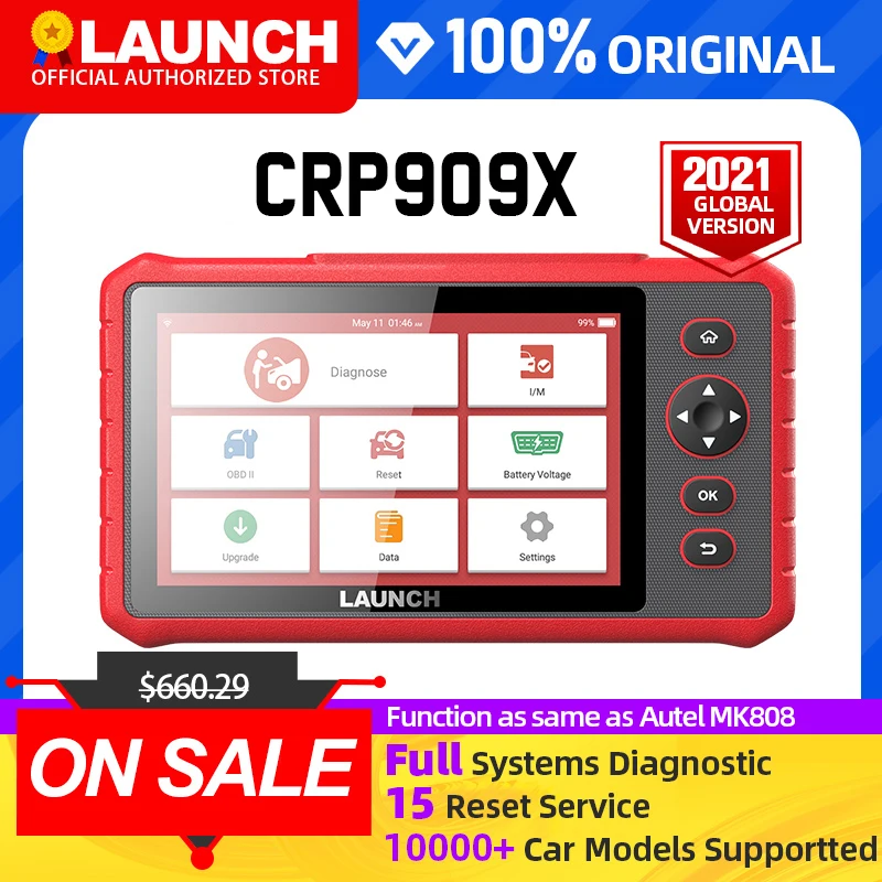 LAUNCH X431 CRP909X obd2 сканер полная система автомобильный диагностический airbag sas tpms immo obd