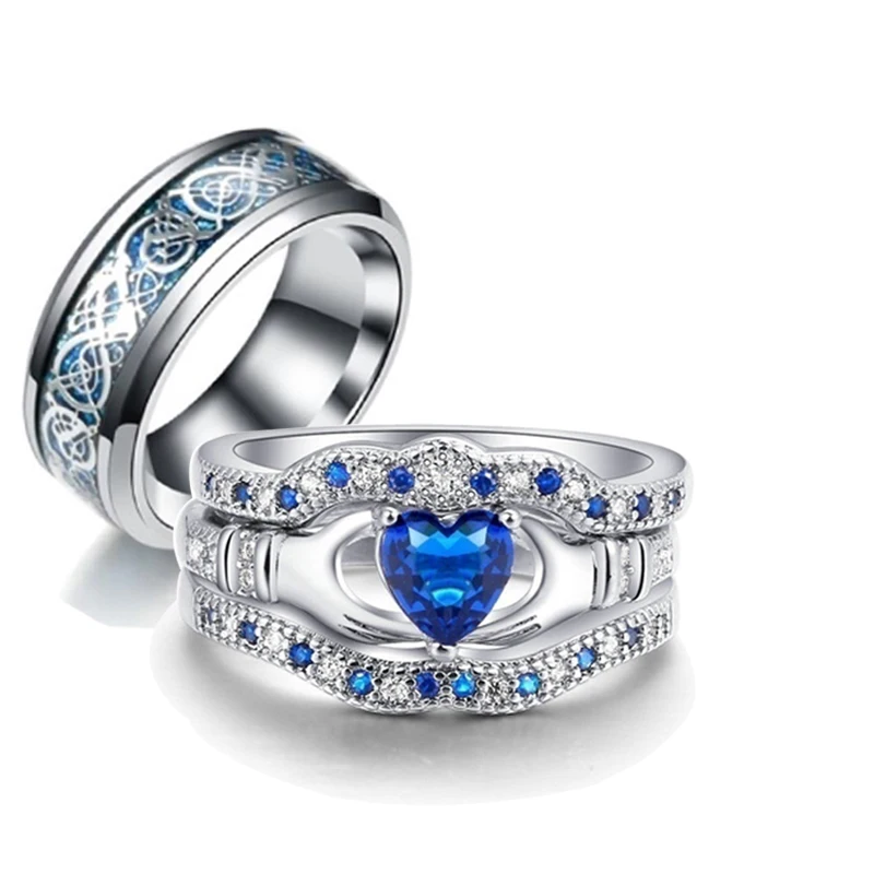 Женский набор обручальных колец обручальное кольцо с цирконием из нержавеющей