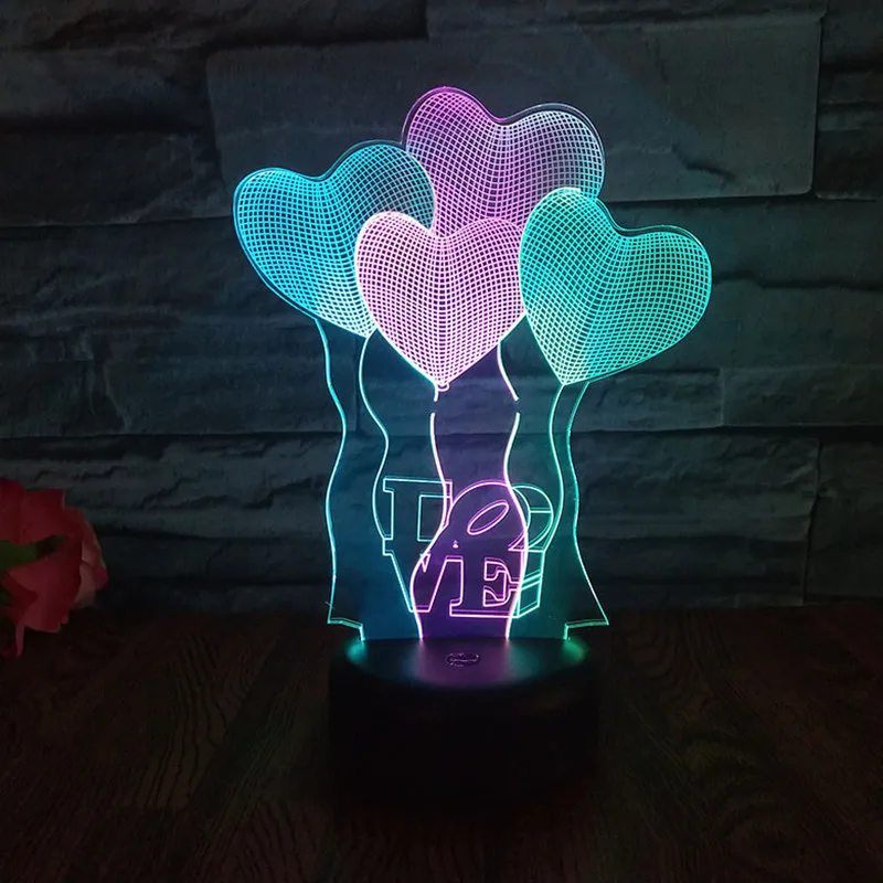 

Разноцветное сердце «любовь» воздушный шар декоративные 3D ночные лампы светодиодный ночсветильник Романтический шатер украшение для свад...