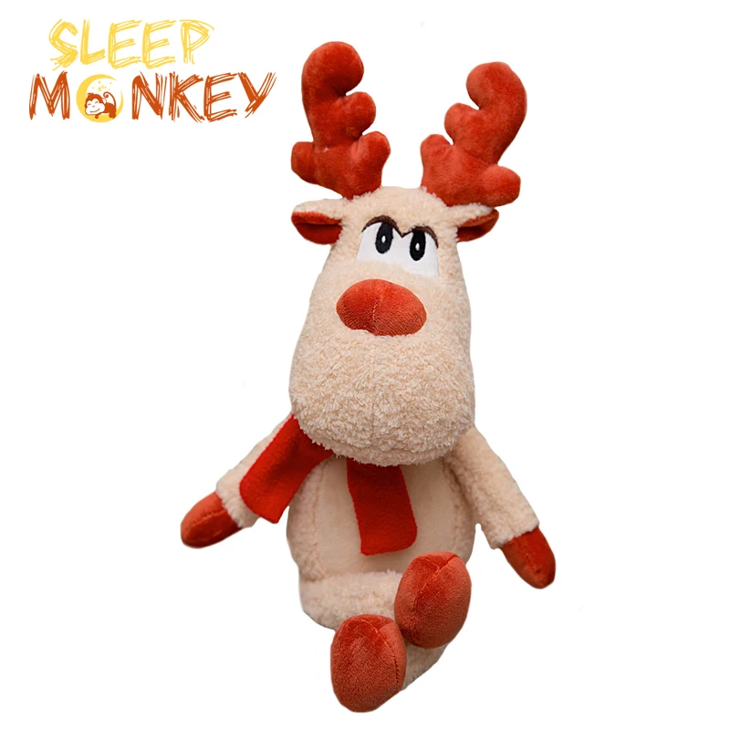 Мягкие игрушки для детей креативные коричневые лося плюшевые красный шарф