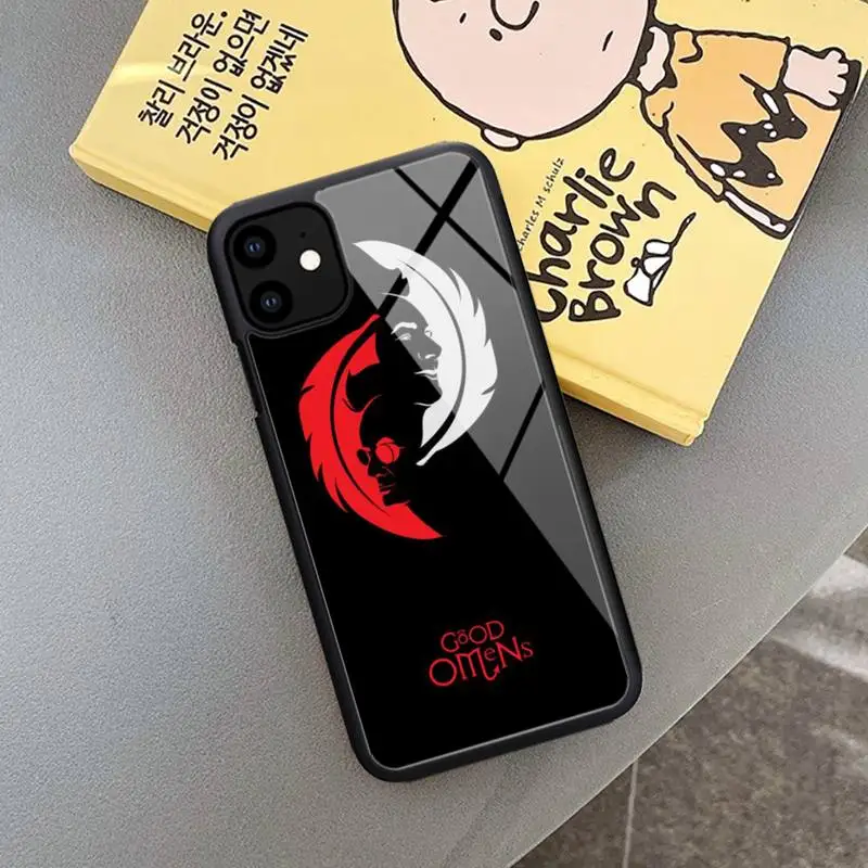 

Reall Good Omens Angel and demon Phone Case Rubber for iPhone 12 11 Pro Mini Pro Max 8 7 6 6S Plus X XR XS 5S SE 2020 Cases