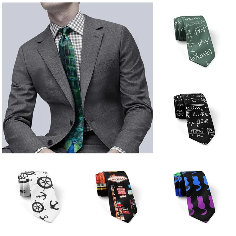 Павлина галстуки с принтом для мужчин 8 см тонкие модные повседневные мужские