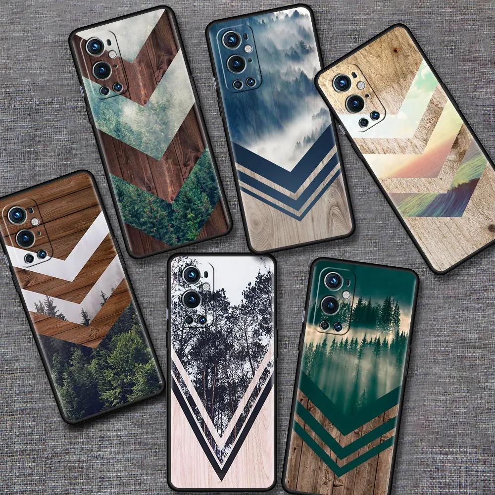 

Cover For OnePlus 8T 8 7 6T 7T 9 Pro 9T 5G 8Pro 9R Black Soft Phone Fundas Nord N10 5G N100 Shell Forest Geometry Wood Nature