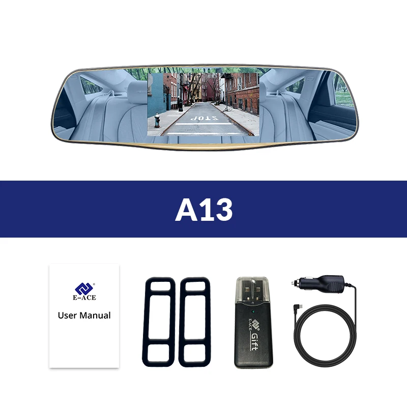 E-ACE 5.0 дюймов IPS Видеорегистраторы для автомобилей зеркало Full HD 1080 P Зеркало заднего вида Камера с Двойной объектив Автомобильный видео регистратор Авто регистраторы Ночное видение видеорегистраторы - Название цвета: A13