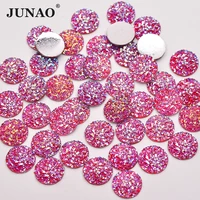 junao 12mm shiny red ab round rhinestone gem flatback resin crystal stone applique non sewn scrapbook strass clothes accessories
