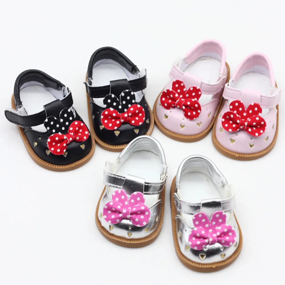 Factory Direct Price Pink/Silver/Black Bow-knot Shoe For 18 inch American Doll Girl Children Gift Shoes | Игрушки и хобби