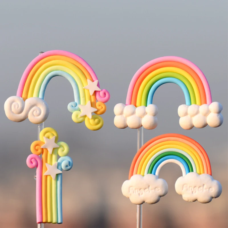 1 шт. Радужный светильник для торта куртка дня рождения вечеринки синий розовый