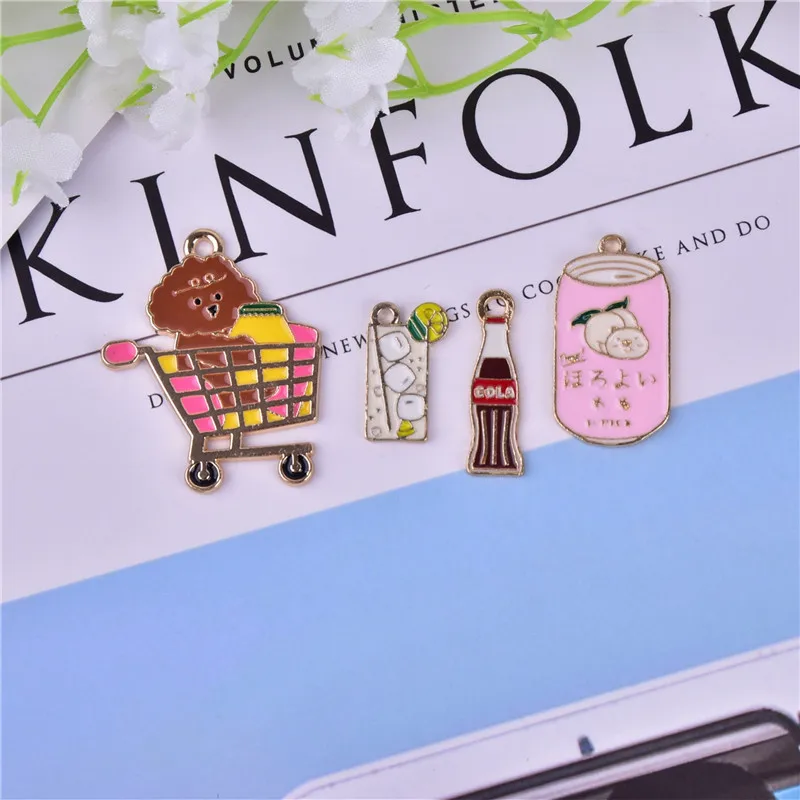 

10pcs/pack cartoon Dog Soda Drink Lemon Metal Charms for Earring Bracelet DIY Jewelry Making