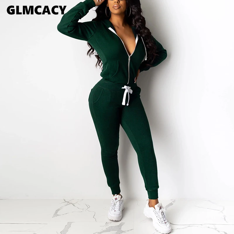 Женский комплект из 2 предметов для активного отдыха, женский спортивный костюм на осень и зиму, толстовка на молнии с длинным рукавом и спортивные штаны, повседневная одежда для бега - Цвет: Зеленый