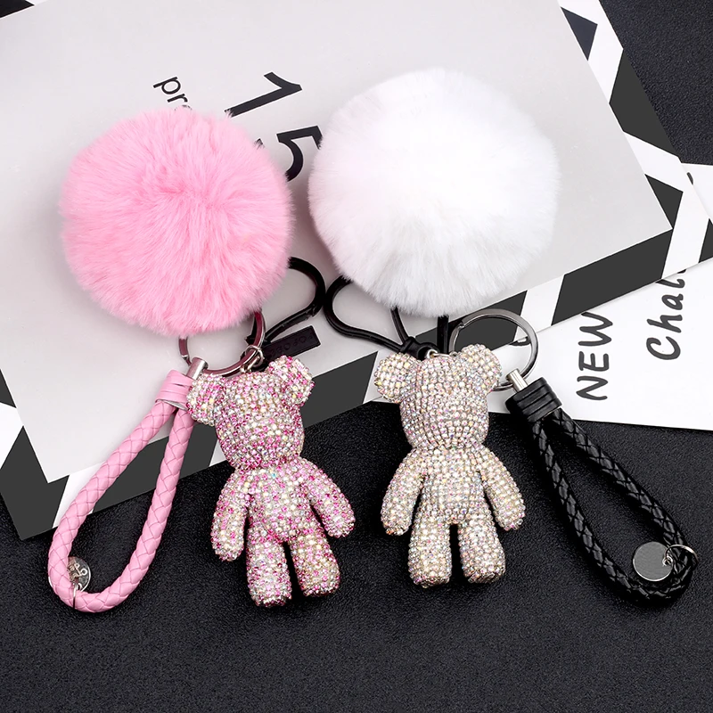 Автомобильный брелок для ключей милый Мишка со стразами Mercedes Benz BMW Audi Хонды