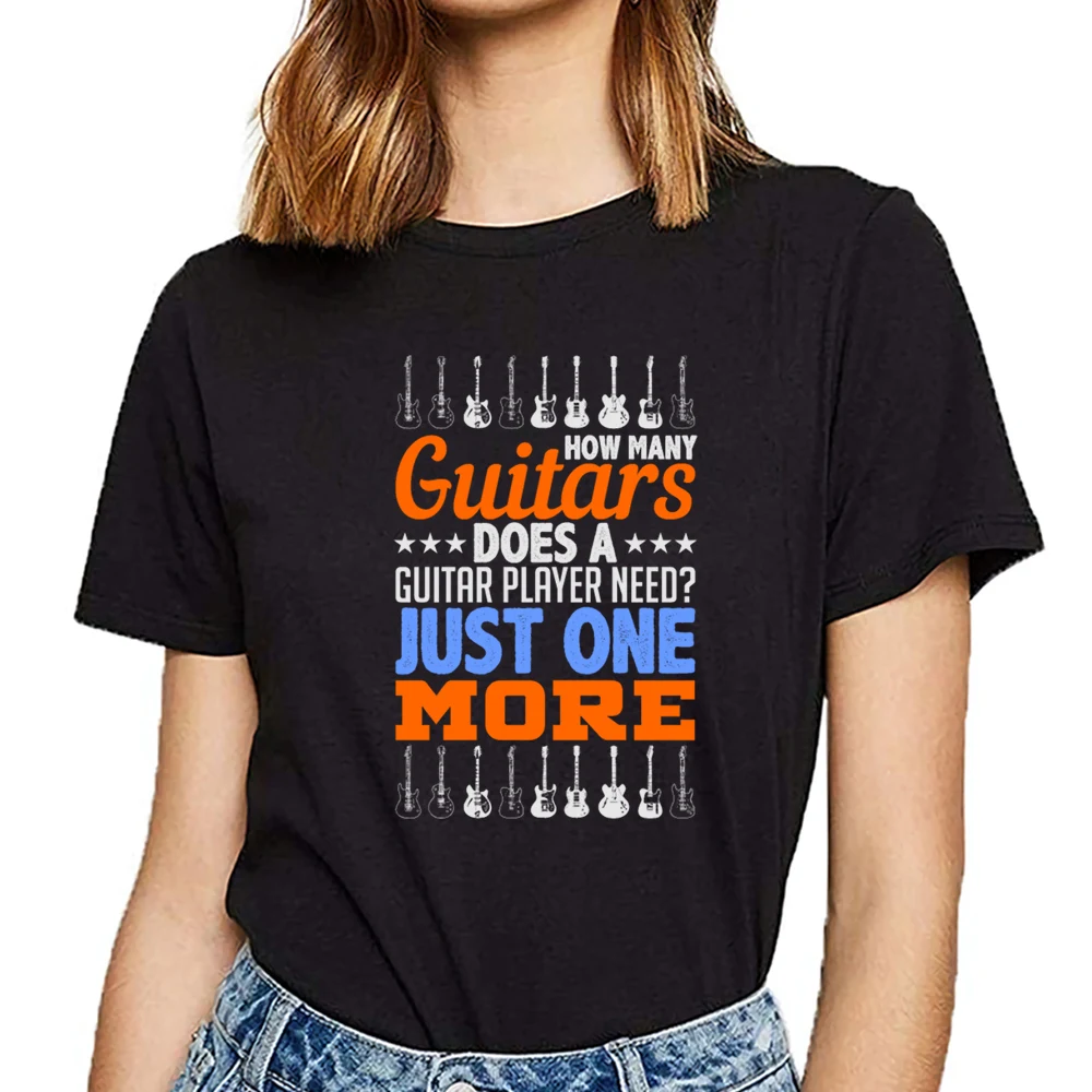 

Tops T Shirt Women how many guitars does a guitar player need Basic Black Custom Female Tshirt