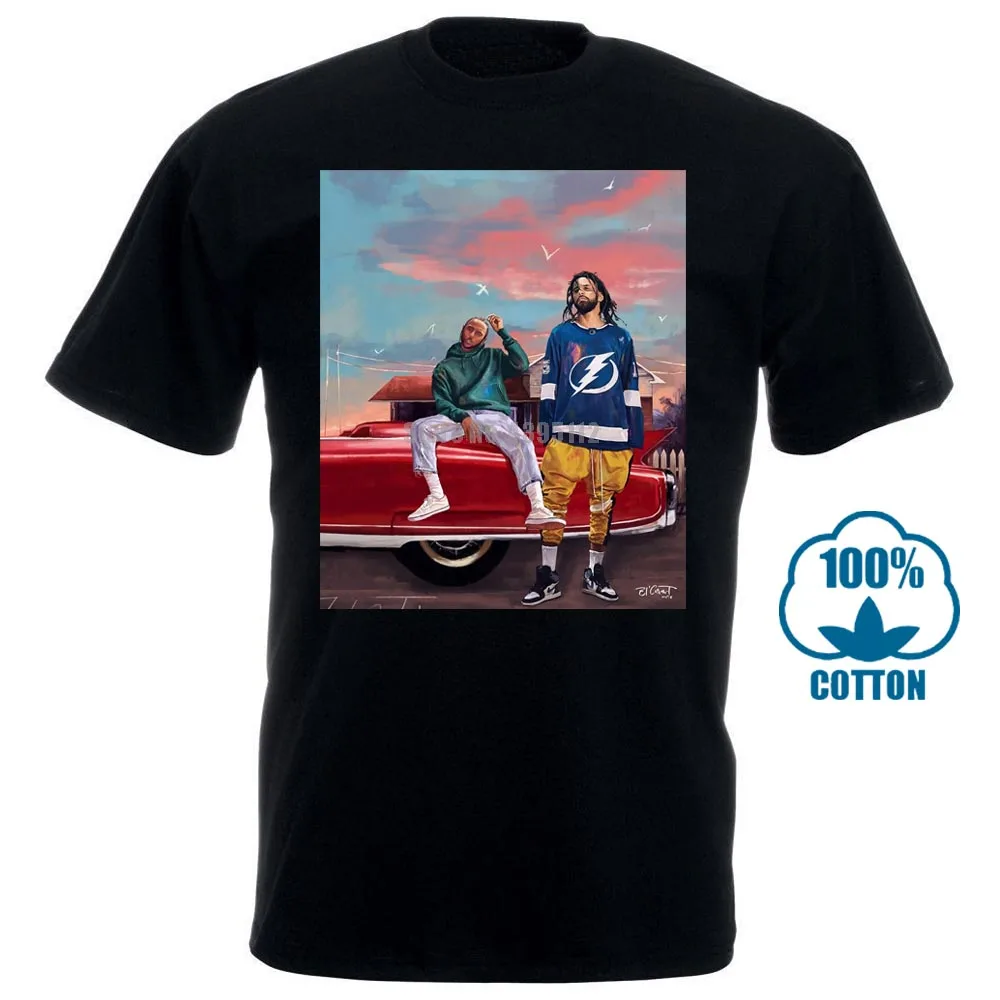 J Cole& Кендрик Ламар футболка Черная Хлопковая мужская S 6Xl поставщик США - Цвет: Черный