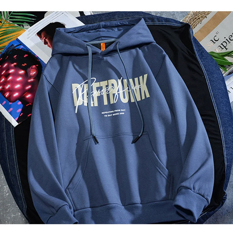 

Graffiti letter print and velvet Sweatshirt men's Harajuku wool Hoodie hip hop stranger Hoodie