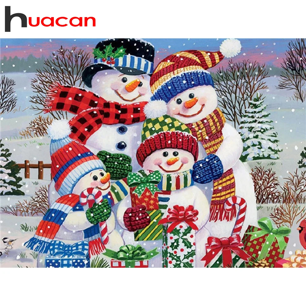 

Набор для алмазной вышивки Huacan, вышивка «Снеговик» 5D, мозаика из квадратных/круглых страз, Рождественский подарок