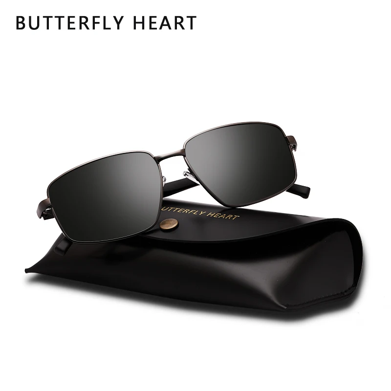 

BUTTERFLY HEART Brand Polarized Sunglasses For Men Plastic Oculos de sol Men's Fashion Square Driving Eyewear Travel Sun Glass