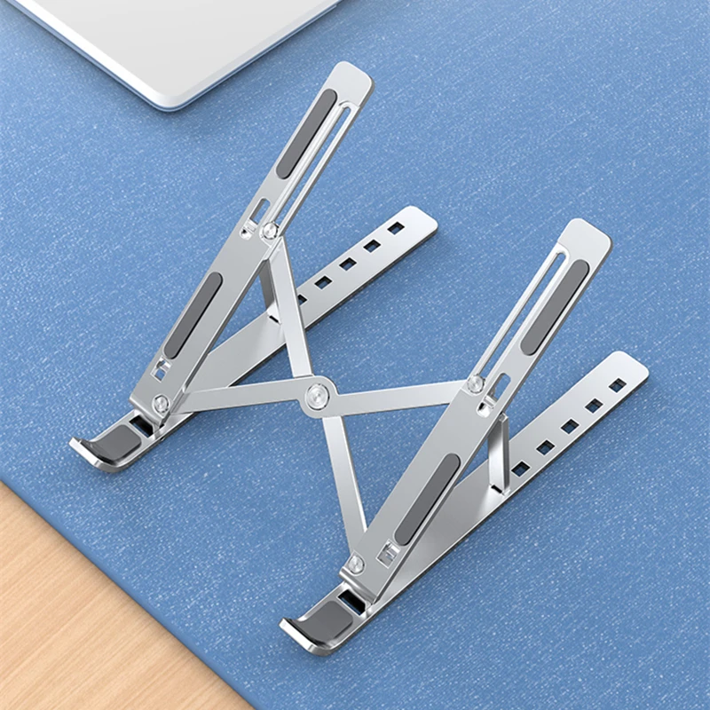 

Upgrade Laptop Stand Portable 6 Heights Adjustable Aluminum Desktop Ventilated Cooling Holder Folding for MacBook up to 15.6''
