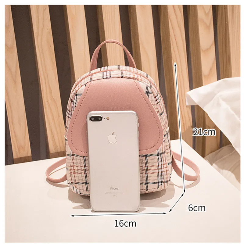 

Mini Backpack Crossbody Bag for Teenage Girl Plaid Women Shoulder Phone Purse Korean Style New Trendy Female Bagpack