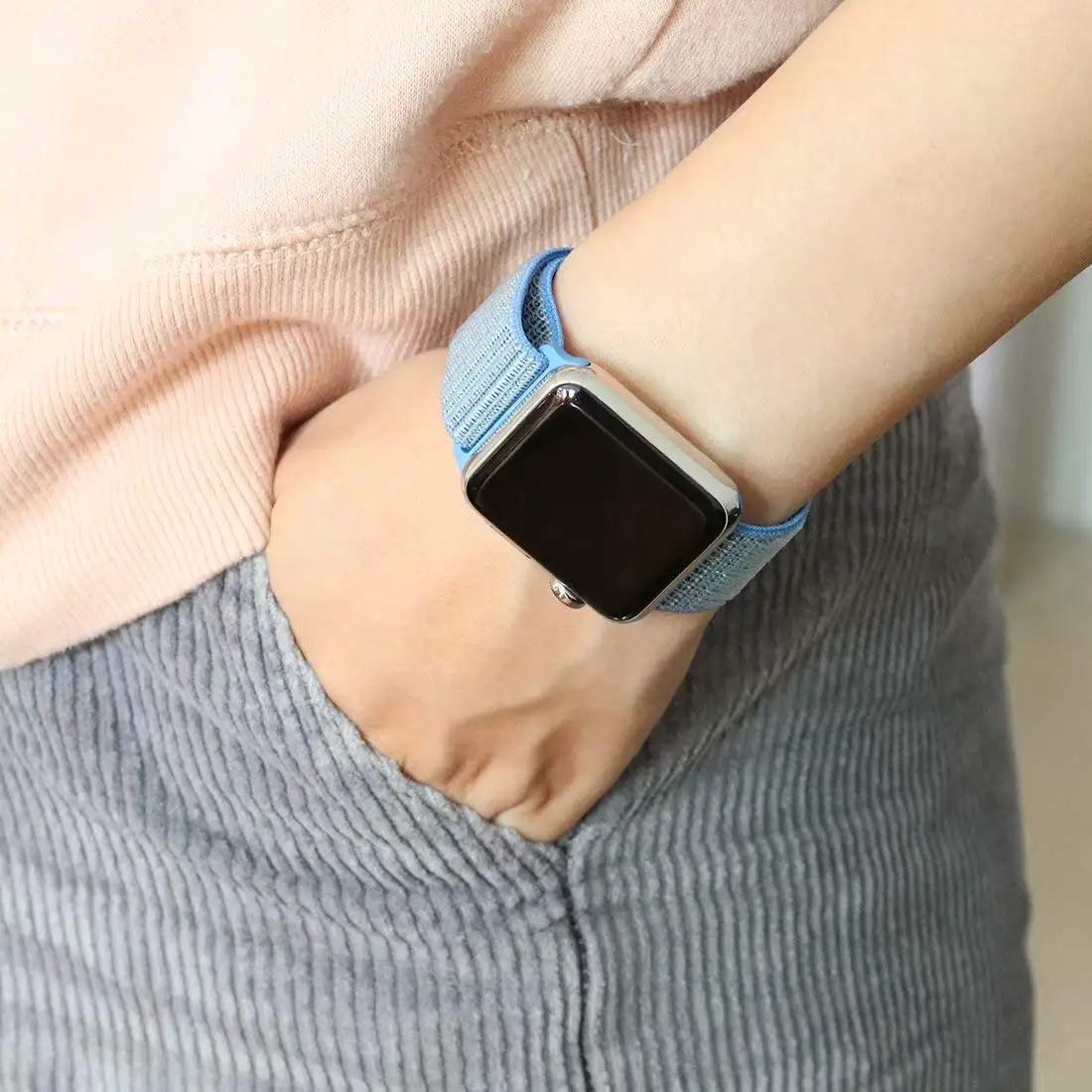 Нейлоновый спортивный бесшовный мягкий для наручных часов iwatch серии 4/5/3/2/1 дышащий замена ремешок для наручных часов Apple Watch 38 мм/40 мм/42 мм/44 мм
