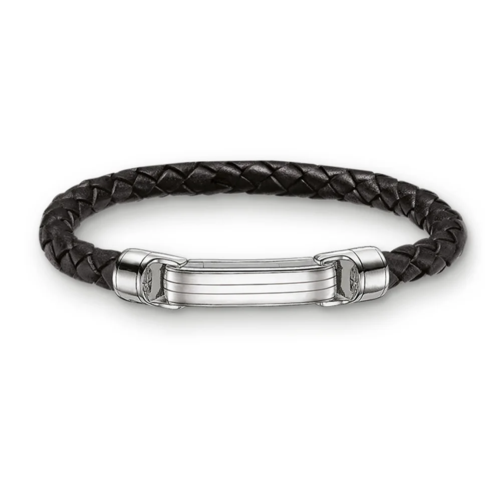 Браслеты-манжеты из плетеной кожи стерлингового серебра 925 пробы ширина 7 мм