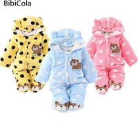 bibicola baby girls plus velvet thicken romper infant bodysuit newborn warm romper jumpsuits for girl toddler cotton clothes