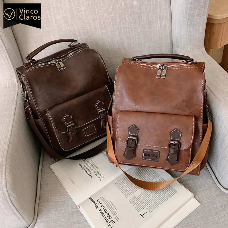 Рюкзак женский из мягкой кожи винтажный вместительный дорожный ранец роскошный