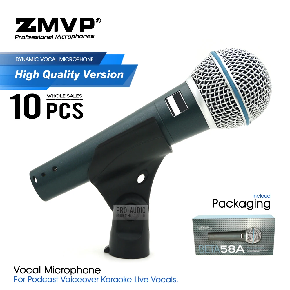 10pcs/Lot High Quality BETA58 Wired Microphone Professional Supercardioid BETA58A Handheld Mic Mike for Karaoke Live Vocal Stage |