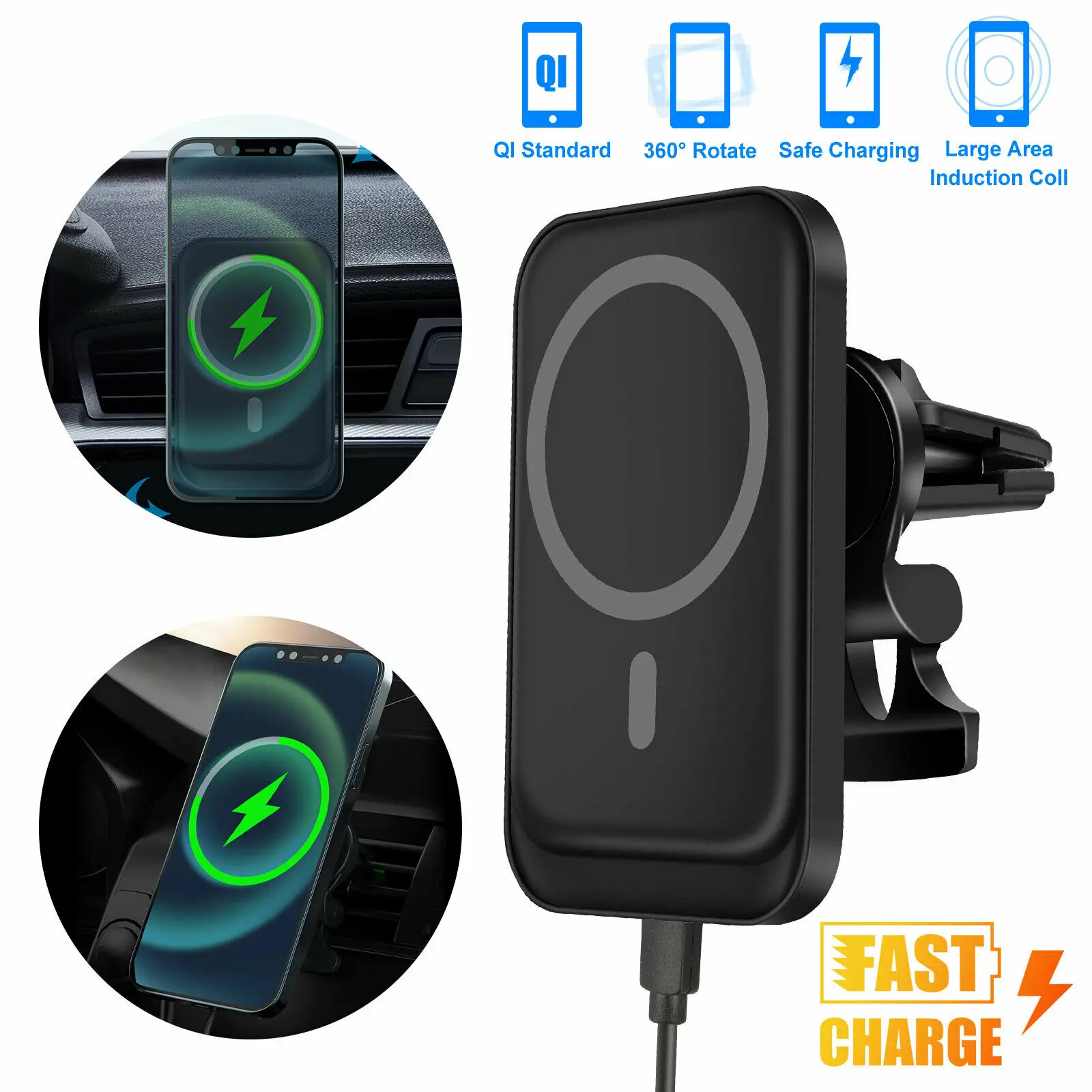

15W Wireless Charger Car Air Vent Magnetic Holder For iPhone 12 Pro Max Magnetic Wireless Charger Car Mount Holder For Xiaomi