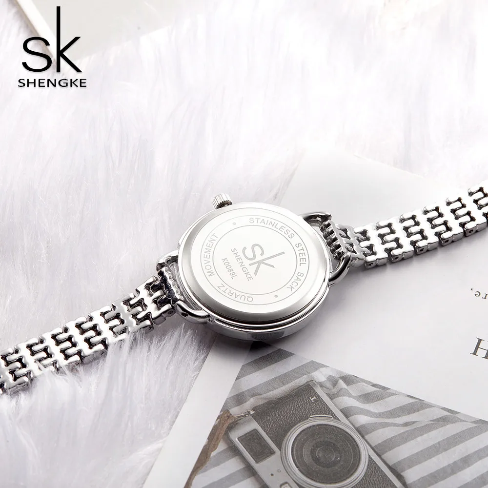 

Shengke Luxury Women Watch SK Fashion Diamond Women's Watches Silver Stainless Steel Strap Clock Reloj Mujer Zegarek Damski